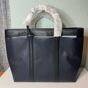 Coach Perry Business Tote Midnight/Black Leather F54758
